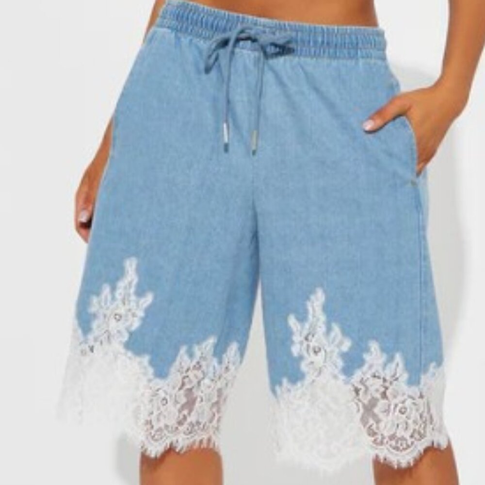 NWT Denim Lace Shorts